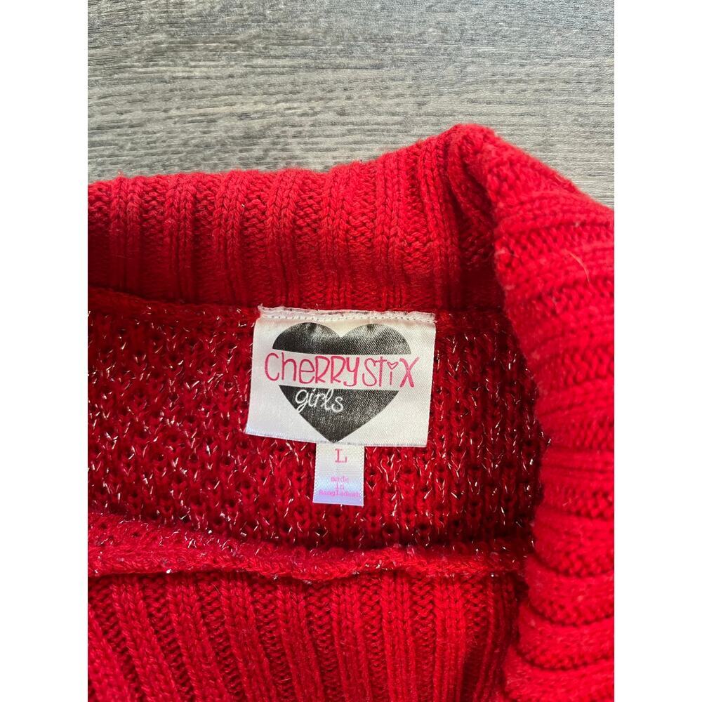 Cherry Stix Girls Cozy Y2K Youth Knit Sweater Dress Pockets Red, Size Large - Picture 5 of 8